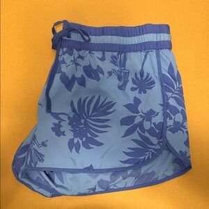 Blue Floral Patterned Shorts